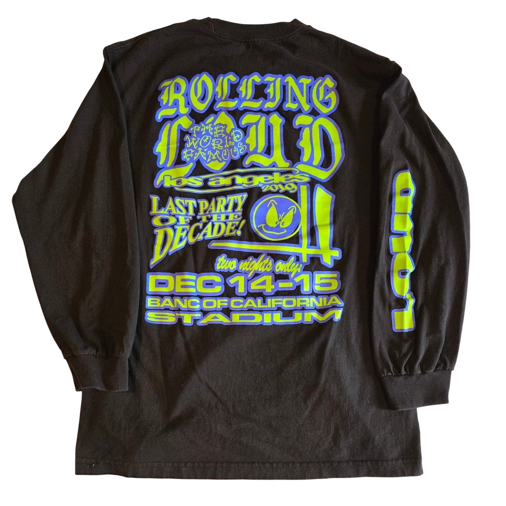 Rolling Loud Los Angeles 2019 Long Sleeve Concert T-Shirt Black Mens Large